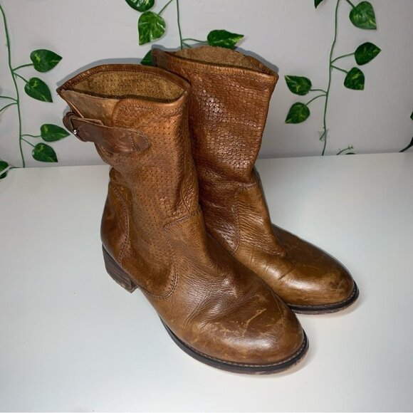 Rudsak Vintage Soft Leather Boots Combat Booties Brown Tan Size 37 EU - Picture 2 of 10